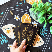 Celestial Tea Set including mug, tea towel, and golden spoon. Available at Goddess Provisions.