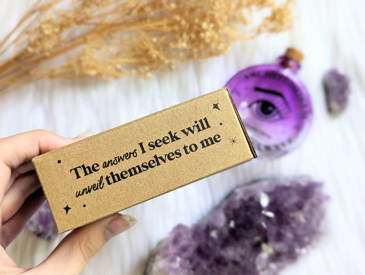 Cosmic Answers Glass Potion Bottle available at Goddess Provisions. Ideal for rituals, your altar, potions, and spellwork.
