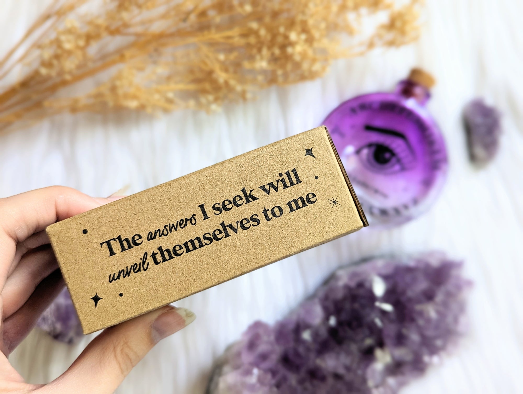 Cosmic Answers Glass Potion Bottle available at Goddess Provisions. Ideal for rituals, your altar, potions, and spellwork.