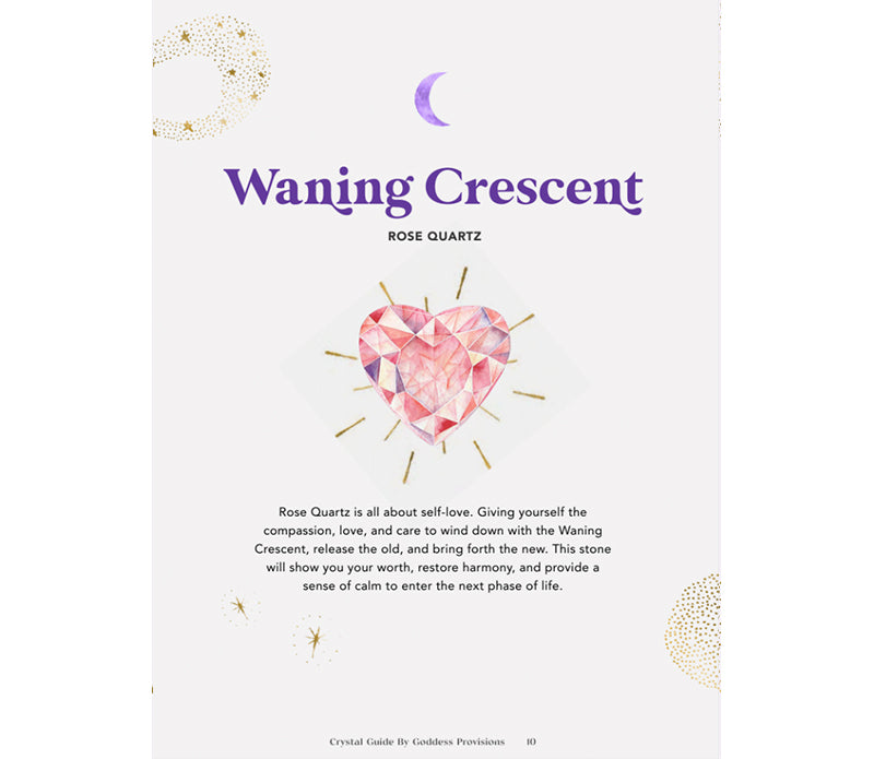 Crystal Guide Rose Quartz at Goddess Provisions