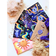 A set of Magical Memos Greeting Cards with celestial designs available at Goddess Provisions