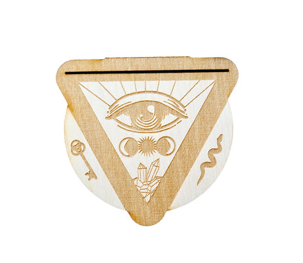 Third Eye Wooden Tarot Card Stand, tarot and oracle accessory for readings and storing your deck | Goddess Provisions
