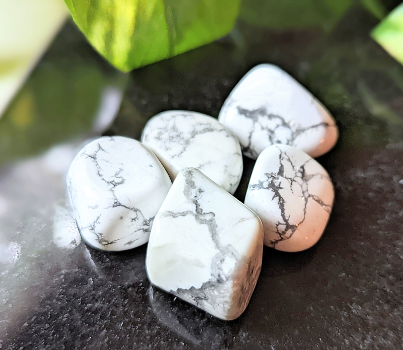 Experience tranquility with the tumbled White Howlite. This soothing crystal supports emotional balance, patience, and spiritual growth, perfect for meditation and healing rituals. Available at Goddess Provisions.